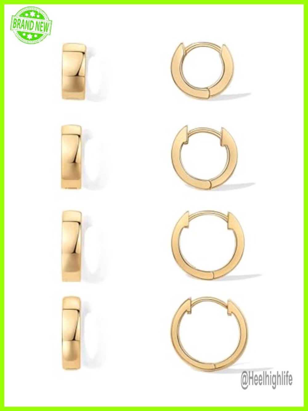 18K Gold Plated Small Hoop Earrings Hypoallergenic Huggie Set for Women
